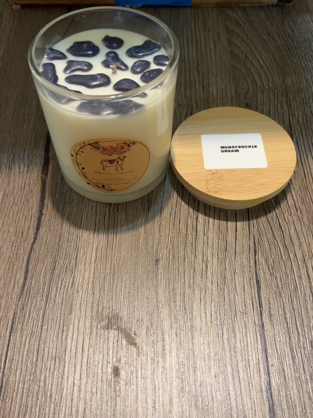 Cow print honeysuckle dream handmade soy candle scented Decorative